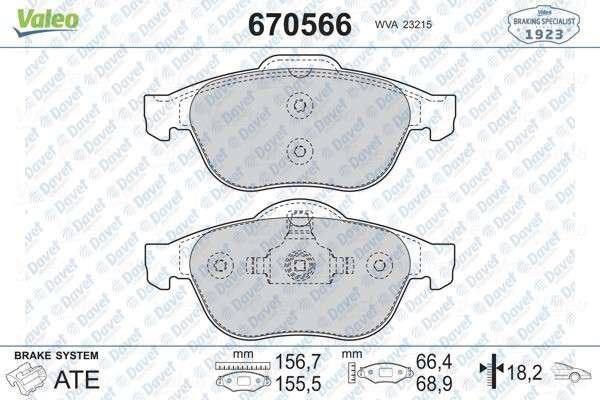 VALEO 670566 On Fren Balatasi  Renault Laguna Ii (03/01>)/Twingo 1.6 (05/08>)/Megane Ii